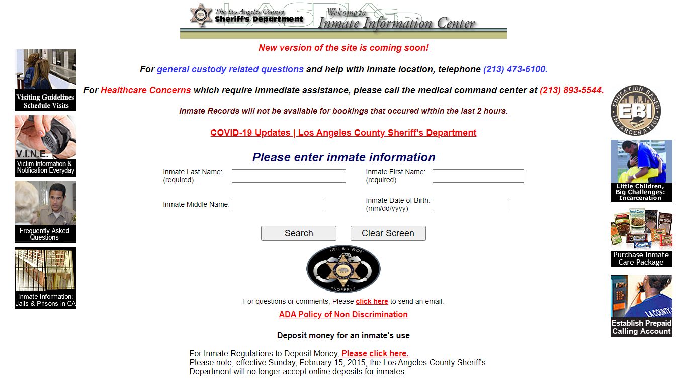 LASD Inmate Information Center - Inmate Search